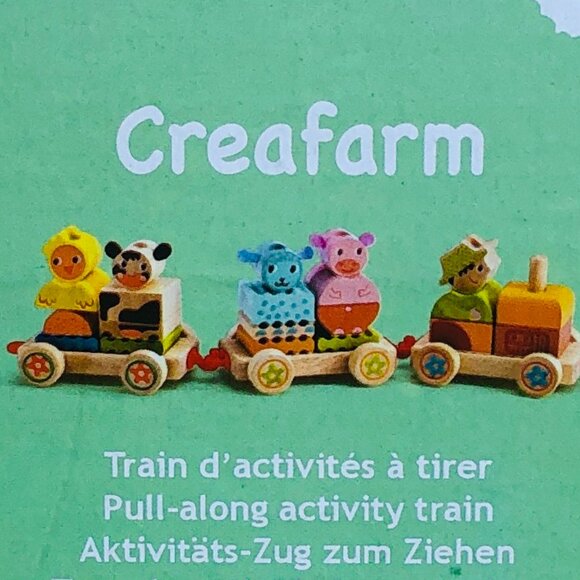 New Sealed Djeco Creaferme Wooden Train Push/Pull Along Stacking Toy - Picture 13 of 16